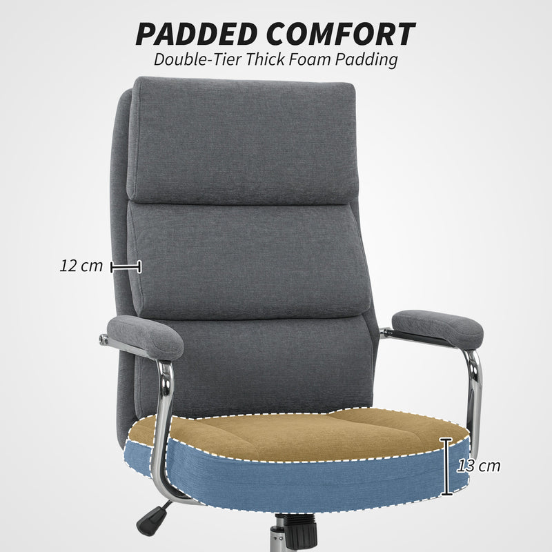 Ergonomic Executive Office Chair with Double Back Cushion and Tilt Function for Home, Charcoal Grey