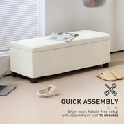 Beige Corduroy Storage Ottoman Bench with Removable Lid and Legs 112cm by HOMCOM