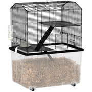 Three-Tier Gerbil and Hamster Cage With Wheels Deep Base Water Bottle by PawHut