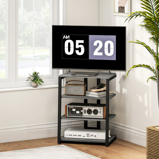 HiFi Stereo Stand with 4 Open Shelves for Media Storage and Organisation, Dark Grey