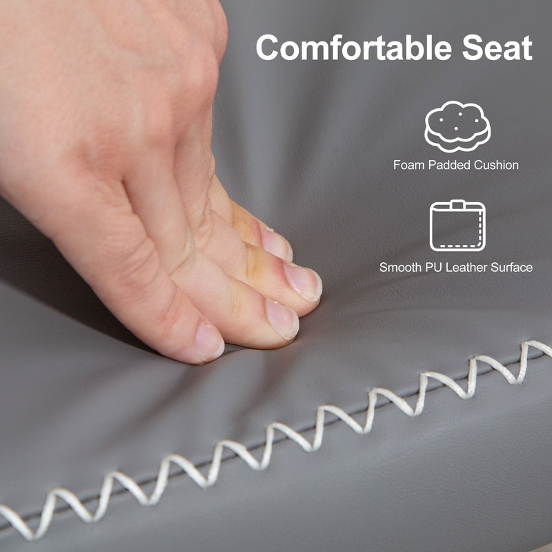 PU Leather Shoe Storage Bench With Padded Seat and Hidden Compartment, Grey