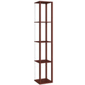 LED Floor Lamp with Shelves and Remote Control for Living Room or Bedroom, Brown