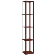 LED Floor Lamp with Shelves and Remote Control for Living Room or Bedroom, Brown