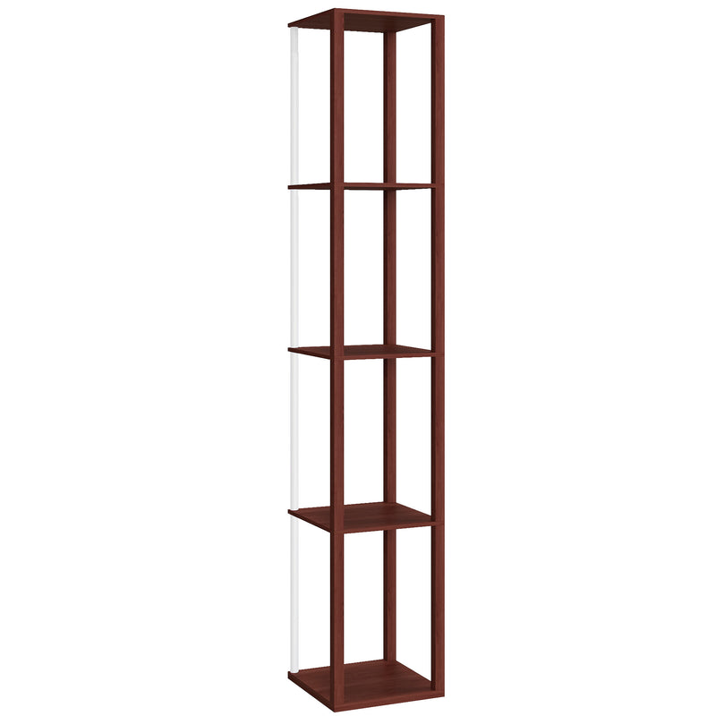 LED Floor Lamp with Shelves and Remote Control for Living Room or Bedroom, Brown