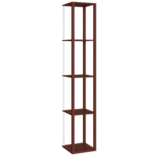 LED Floor Lamp with Shelves and Remote Control for Living Room or Bedroom, Brown