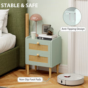 Light Blue Rattan Chest of Drawers with 2 Storage Drawers for Bedroom or Hallway