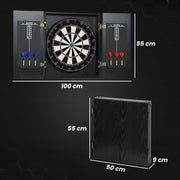 Bristle Dartboard Cabinet Set with 6 Steel Tip Darts Ideal for Home Games Room Brown AOSOM
