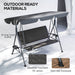 Grey 3 Seater Garden Swing Chair with Adjustable Canopy and Rattan Seat by Outsunny