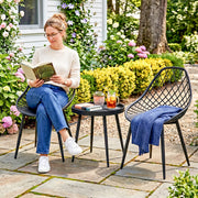 3pc Bistro Set for Small Balconies with Weatherproof Metal Frame and Mesh Chairs, Black Outsunny
