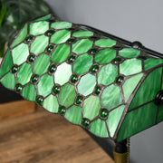 Vintage Stained Glass Table Lamp with Handmade Shade Ideal for Bedroom or Living Room, Green