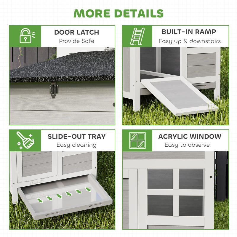 Wooden Outdoor Chicken Coop for 1–2 Chickens or Small Pets with Raised Weatherproof Design Grey