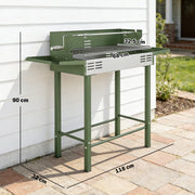 Charcoal BBQ Grill with Adjustable Rotisserie and Folding Shelves for Easy Outdoor Cooking Dark Green Outsunny