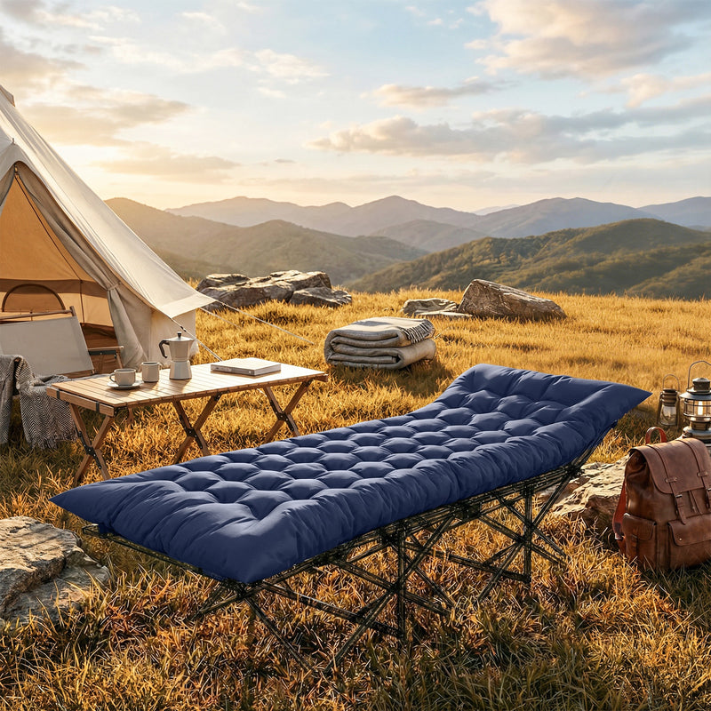 Camping Mat with Thick Foam for Warm Comfortable Sleep Outdoors Dark Blue