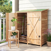 Wooden Garden Storage Shed with Weatherproof Asphalt Roof for Tools and Equipment Natural Outsunny