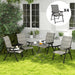 Set of Four Folding Outdoor Chairs Black and Grey Lightweight by Outsunny