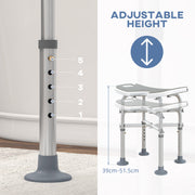 Adjustable Padded Shower Stool with U Shaped Seat for Elderly or Disabled Use, Grey