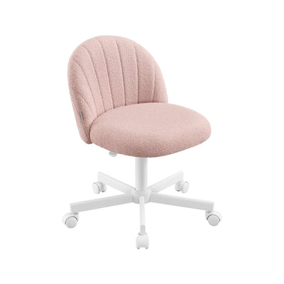 Teddy fleece swivel office chair in Jelly Pink, front angled view on white background