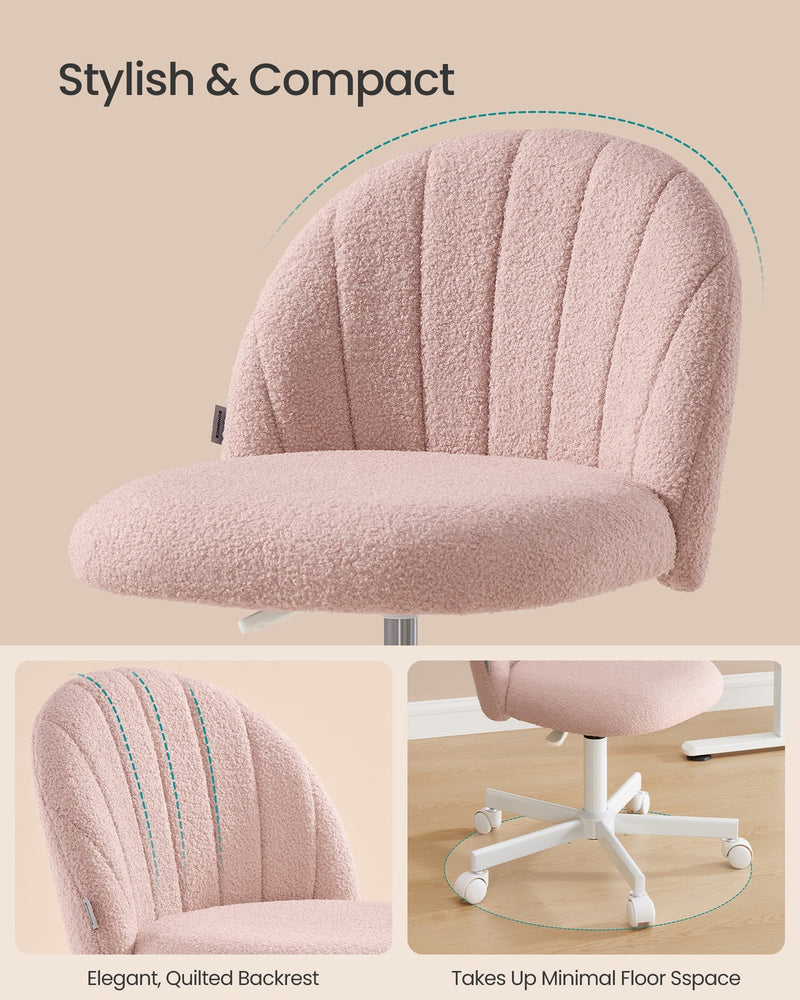 Teddy fleece swivel office chair showing quilted backrest and compact swivel base