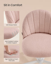 Close-up of the padded seat and backrest cushioning on the teddy fleece office chair