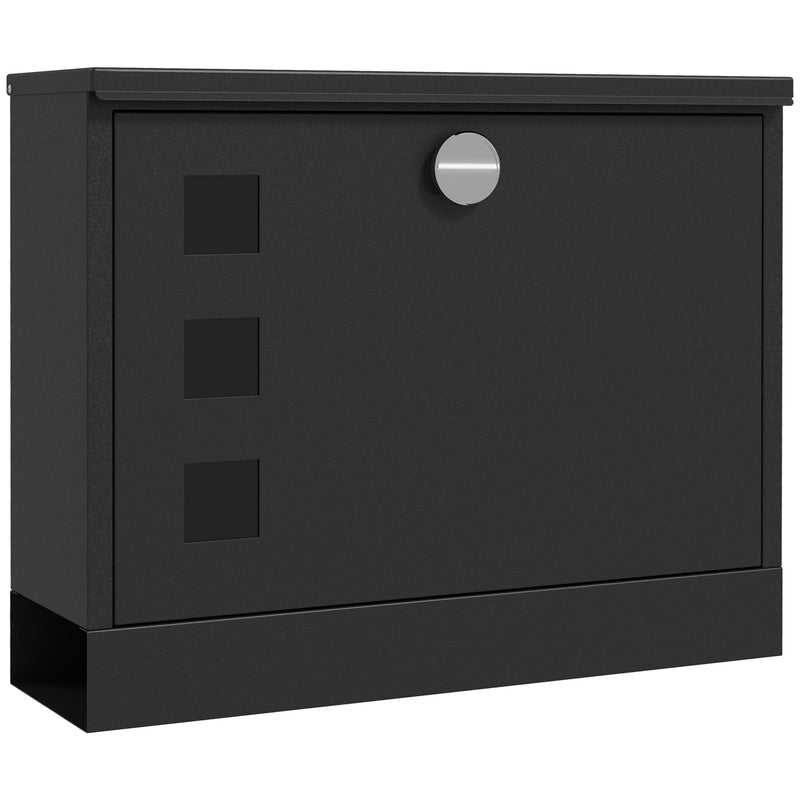 Wall Mounted Weatherproof Post Box with Viewing Windows and Lockable Door Easy Install, Black