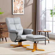 Recliner Swivel Chair with Footstool and Storage for Living Room Comfort, Light Grey