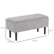 Fabric Storage Ottoman Bench With Wooden Legs For Bedroom Or Lounge 47L Capacity, Grey