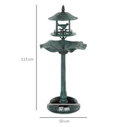 Outsunny 3-in-1 Garden Bird Bath, Freestanding Birdbath with Large Water Basin, Underneath Flower Planter, Φ50 x 113 cm, Green AOSOM