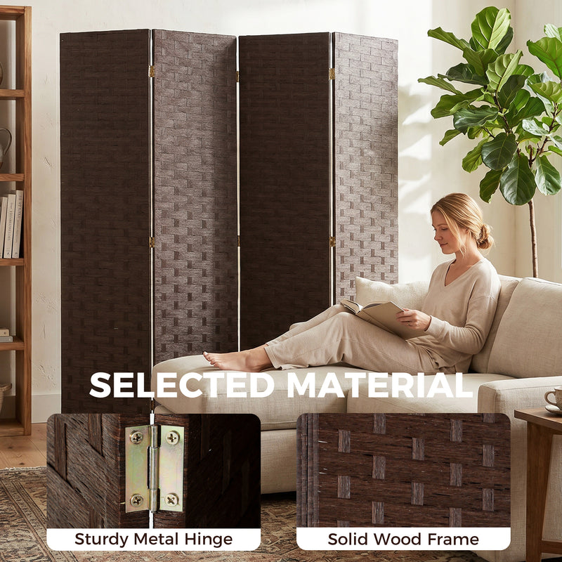 Folding Room Divider with 4 Panels for Instant Privacy and Flexible Space Dark Brown
