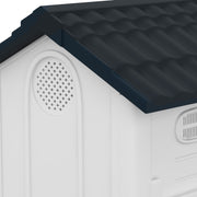 Plastic Dog Kennel with Ventilated Windows Ideal for Small Dogs in Garden or Patio Grey