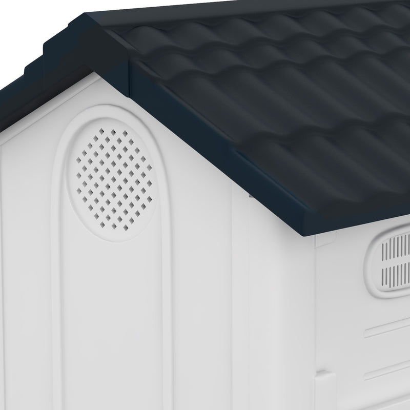 Plastic Dog Kennel with Ventilated Windows Ideal for Small Dogs in Garden or Patio Grey