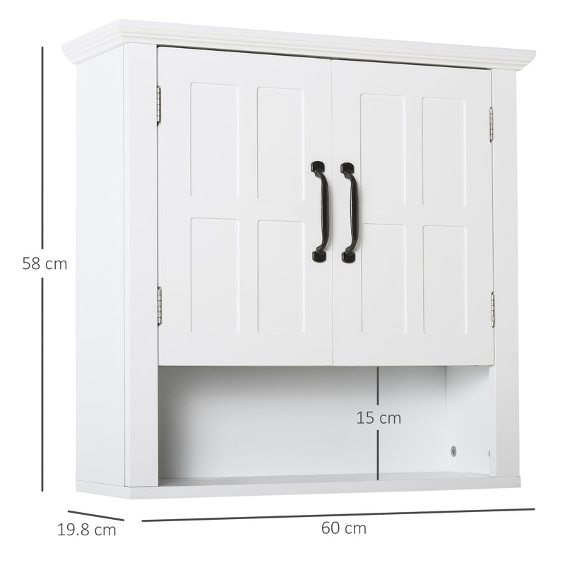 Wall Mounted Storage Cabinet with Adjustable Shelf for Bathroom or Kitchen White AOSOM