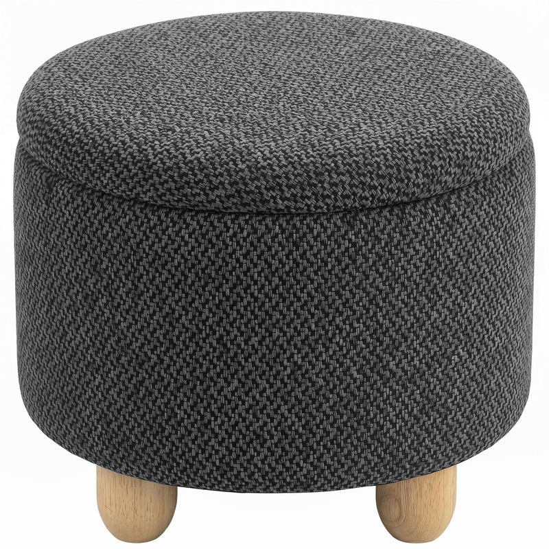 Storage Ottoman with Reversible Lid for Blankets and Remotes Compact Footrest