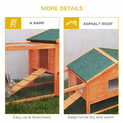 Wooden Rabbit Hutch with Run and Pull Out Tray for Outdoor Use with Ramps, Orange