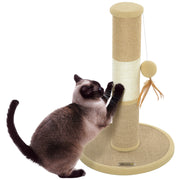 Brown Cat Scratching Post 47cm with Jute Sisal Rope and Hanging Toy Ball by PawHut