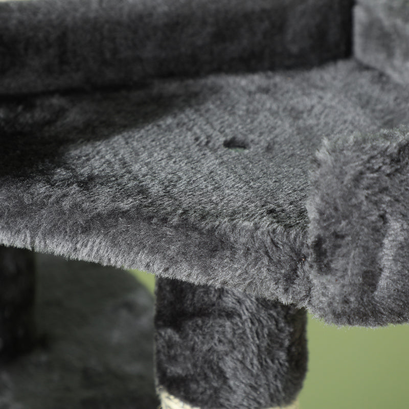 Multi Level Cat Tree Tower With Scratching Posts And Hideaway For Indoor Cats Grey
