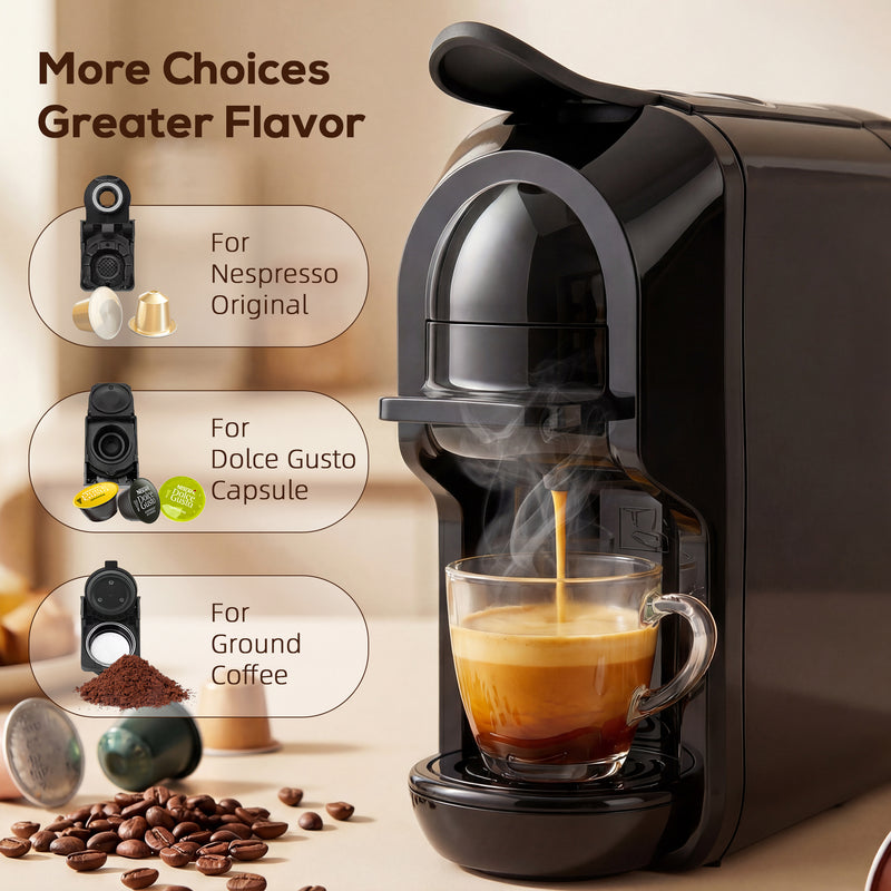 Coffee Machine for Quick Espresso and Capsule Brewing with Easy Controls Black AOSOM