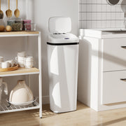 50L Touchless Kitchen Bin with Motion Sensor for Hygienic Waste Disposal White AOSOM