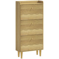 Shoe Storage Cabinet for Narrow Hallways with Adjustable Shelves and Top Shelf Oak Gold AOSOM