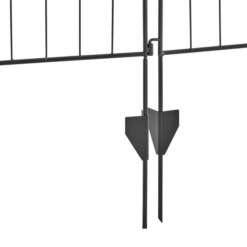 Set of 8 Decorative Metal Garden Fence Panels for Patio or Lawn Use 365cm Black