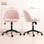 Teddy Fleece Swivel Office Chair With Wheels For Home Desk Or Study Light Pink AOSOM