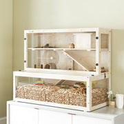 Wooden hamster home styled in a room setting