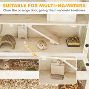 Feature panel showing how to close the passage door to separate two hamsters