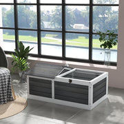 Wooden Tortoise House with Hideout and Outdoor Run for Small Pets, Grey