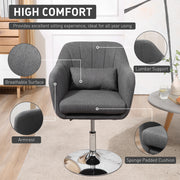 Swivel Accent Chair with Adjustable Height and Lumbar Support for Home Office, Dark Grey