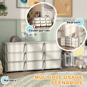 Kids Toy Storage Organiser with Nine Removable Drawers for Bedroom or Playroom Cream