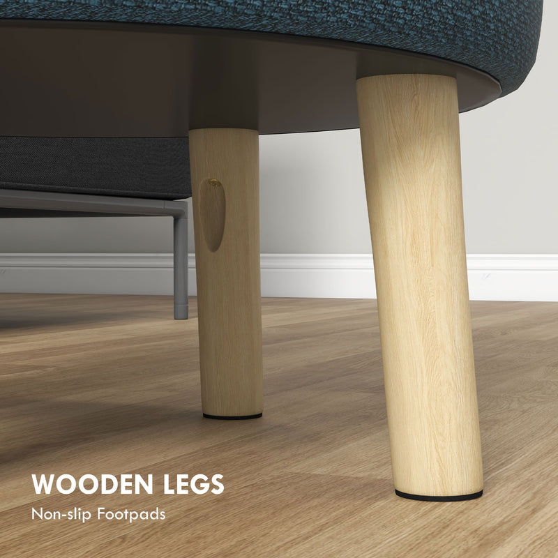 Round Storage Ottoman with Padded Seat and Hidden Compartment for Living Room Blue