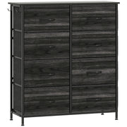 Chest of 8 Fabric Drawers with Wood Top for Bedroom Storage and Organisation Black