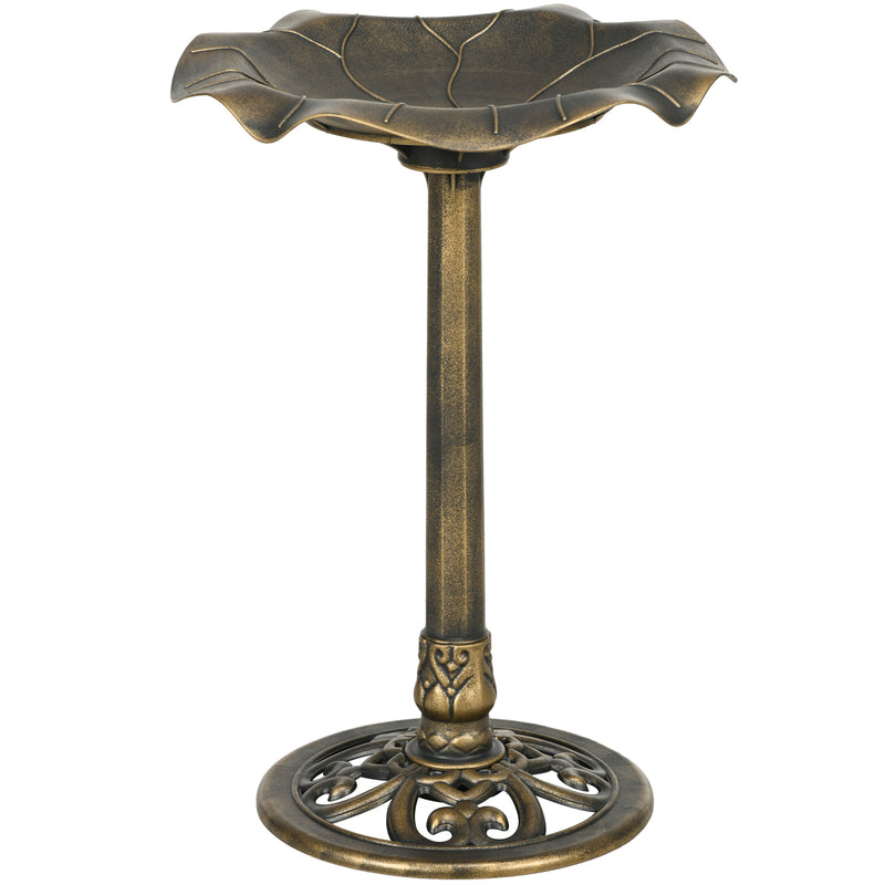 71cm Vintage Bronze Bird Bath with Lotus Leaf Basin for Garden by Outsunny
