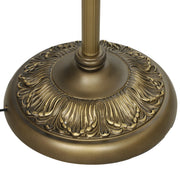Close-up of the round metal base with moulded petal detailing