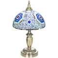 Homcom Tiffany-style table lamp with blue mosaic glass shade and bronze metal base